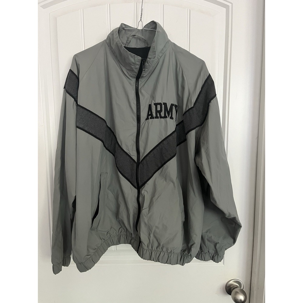Vintage 90s Army IPFU PT Jacket Large Vintage Gray Nylon Reflective 732